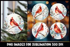 Cardinal Bird Christmas Round Ornament Sublimation Product Image 1