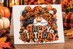 Happy Birthday Gnome, Autumn Birthday gnome with balloons Product Image 1