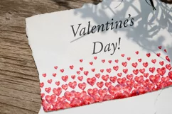 Watercolor Valentine, Valentine clipart, Heart Border Product Image 2