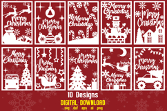 10 Christmas Papercut, Christmas card bundle Product Image 1