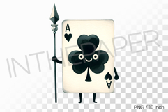 Clover card soldier holding a spear watercolor PNG Clipart Product Image 1