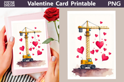 Construction Crane Valentine Card | Happy Valentines Day Product Image 1