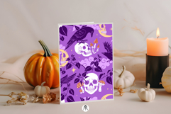 Skull &amp; Crow Halloween Mystic Night Forest Digital Patterns Product Image 2