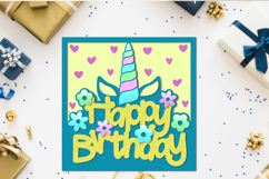 Unicorn Birthday card svg, 3d layered Happy Birthday Product Image 2