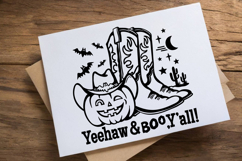 Halloween Cowboy boots Pumpkin SVG Yeehaw Boo T-shirt Design Product Image 6