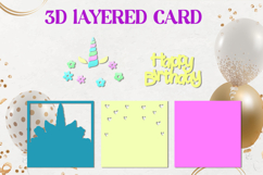 Unicorn Birthday card svg, 3d layered Happy Birthday Product Image 3