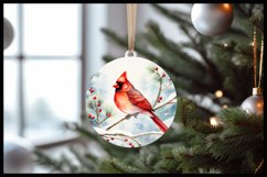 Cardinal Bird Christmas Round Ornament Sublimation Product Image 2