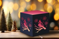 Cardinal and Snowflakes Tealight Box SVG Product Image 1