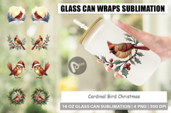 Cardinal Christmas Bird Glass Can Product Image 1