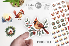 Cardinal Christmas Bird Sticker Product Image 1