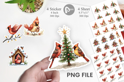 Cardinal Christmas Bird Sticker Product Image 1
