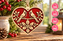 Cardinal Birds Heart SVG Laser Cut Product Image 2