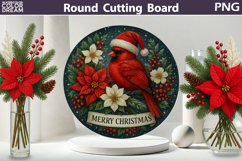 Christmas Cardinal Kitchen | Round Cutting Board Sublimation Product Image 1