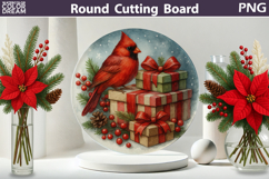 Christmas Cardinal Kitchen | Round Cutting Board Sublimation Product Image 1