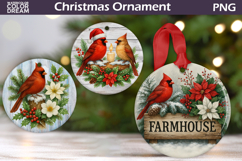 Cardinal Christmas Ornament Bundle | Winter Bird Sublimation Product Image 2