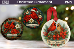 Cardinal Christmas Ornament Bundle | Winter Bird Sublimation Product Image 3