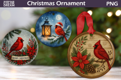 Cardinal Christmas Ornament | Winter Bird Sublimation Design Product Image 1