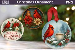 Cardinal Christmas Ornament Bundle | Winter Bird Sublimation Product Image 6