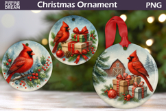 Cardinal Christmas Ornament Bundle | Winter Bird Sublimation Product Image 7