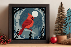 Cardinal Shadow Box Laser Cut 3D Layered Papercut Product Image 2