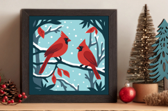Cardinal Shadow Box Laser Cut 3D Layered Papercut Product Image 2