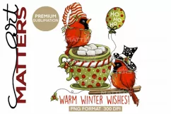 Cardinals Warm Winter Wishes!- 300 DPI - Hand Painted Product Image 2