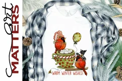 Cardinals Warm Winter Wishes!- 300 DPI - Hand Painted Product Image 1