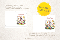 Happy Easter - Sweet Easter bunny. Printable watercolor card Product Image 2
