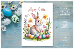 Happy Easter - Sweet Easter bunny. Printable watercolor card Product Image 3