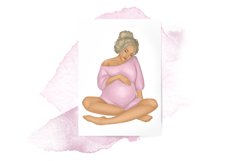 Watercolor Expectant womans clipart. Mom of a Baby girl set. Product Image 3