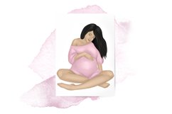 Watercolor Expectant womans clipart. Mom of a Baby girl set. Product Image 4