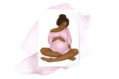 Watercolor Expectant womans clipart. Mom of a Baby girl set. Product Image 8