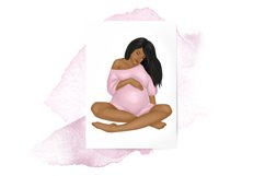 Watercolor Expectant womans clipart. Mom of a Baby girl set. Product Image 5