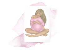 Watercolor Expectant womans clipart. Mom of a Baby girl set. Product Image 10