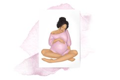 Watercolor Expectant womans clipart. Mom of a Baby girl set. Product Image 7