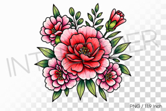 Felt tip pen marker drawing Carnation PNG flower clipart Product Image 1