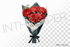 Lace Embellished Red Carnation Bouquet PNG Flower Clipart Product Image 1