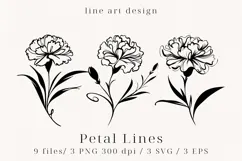 Minimalist Floral Line Art Clipart SVG | PNG | EPS Product Image 1