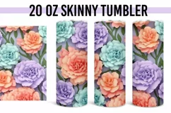 3D Paper Carnation Wrap - 20 oz Straight Tumbler PNG Product Image 1