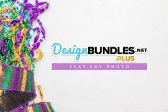 Carnival Beads and Bow | Mardi Gras Flat Lay Photo Product Image 1