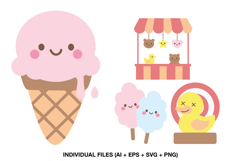 Carnival themed kawaii clipart for birthday party invitations and decorations