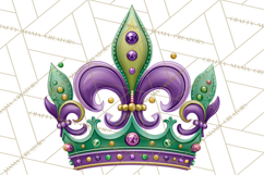 Mardi Gras Symbols Clipart Heraldry Fleur De Lis Crowns PNG Product Image 4