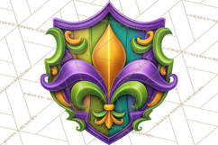 Mardi Gras Symbols Clipart Heraldry Fleur De Lis Crowns PNG Product Image 4