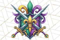 Mardi Gras Symbols Clipart Heraldry Fleur De Lis Crowns PNG Product Image 4