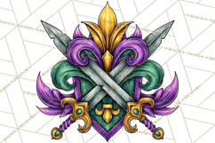 Mardi Gras Symbols Clipart Heraldry Fleur De Lis Crowns PNG Product Image 5