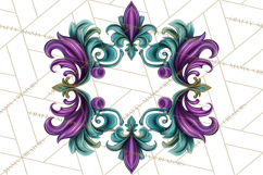 Mardi Gras Symbols Clipart Heraldry Fleur De Lis Crowns PNG Product Image 3