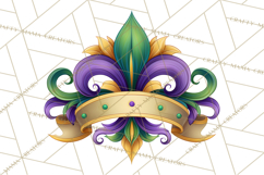 Mardi Gras Symbols Clipart Heraldry Fleur De Lis Crowns PNG Product Image 5