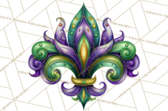 Mardi Gras Symbols Clipart Heraldry Fleur De Lis Crowns PNG Product Image 3