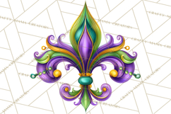 Mardi Gras Symbols Clipart Heraldry Fleur De Lis Crowns PNG Product Image 5