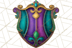 Mardi Gras Symbols Clipart Heraldry Fleur De Lis Crowns PNG Product Image 4
